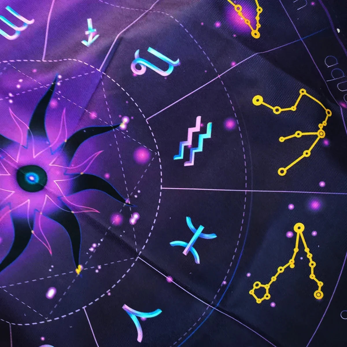 Sun Moon Starry Sky  Tarot Altar Cloth 12 Constellations Spread Tarot Reading Cloth Witchcraft Oracle Cards Pad  Home Room Decor Pure Ember