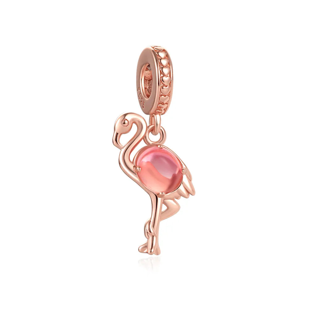 Rose Gold Series Heart-Shaped Bead Pendant Flower Charms Pure Ember
