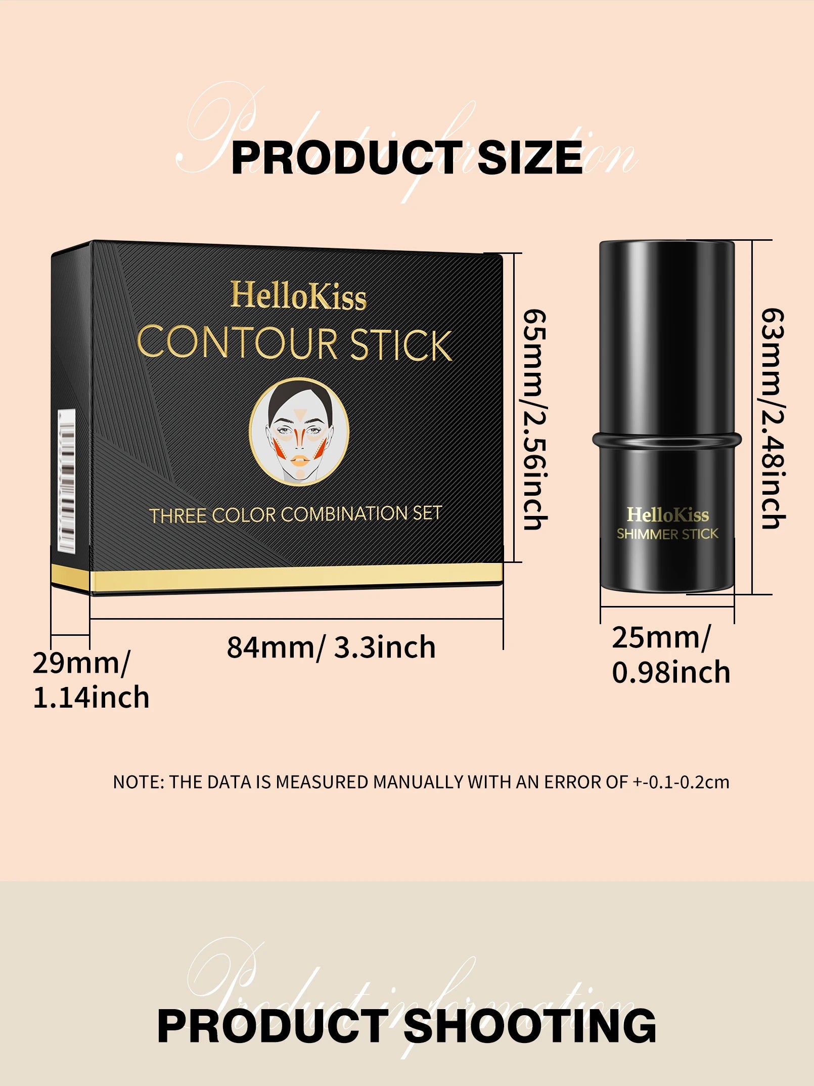 4pcs Contour Stick, Highlighter Stick, Blush Stick 4pcs Cream Contour Kit with Contour Brush, Contour, Non-greasy Pure Ember