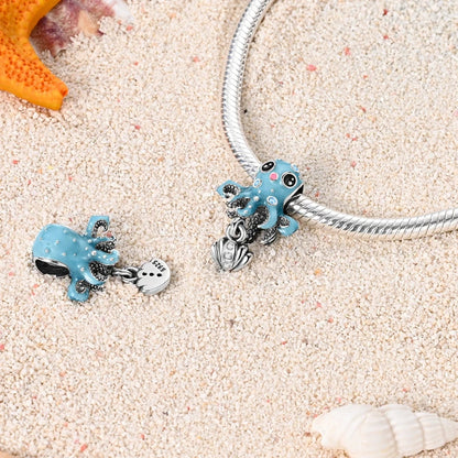 925 Sterling Silver Ocean Blue Sea Octopus Turtle Mermaid Charms Pure Ember pandora style  octopus