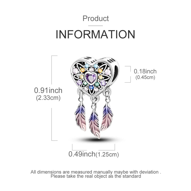 925 Sterling Silver Beads Teapot Unicorn Dreamcatcher Charms Beads Pure Ember pandora style