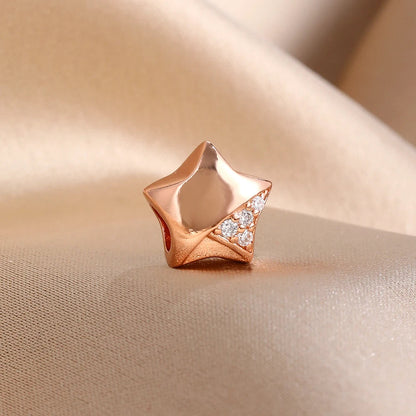 Exquisite rose gold-plated pink star moon peace heart-shaped pendants 925 silver Pure Ember