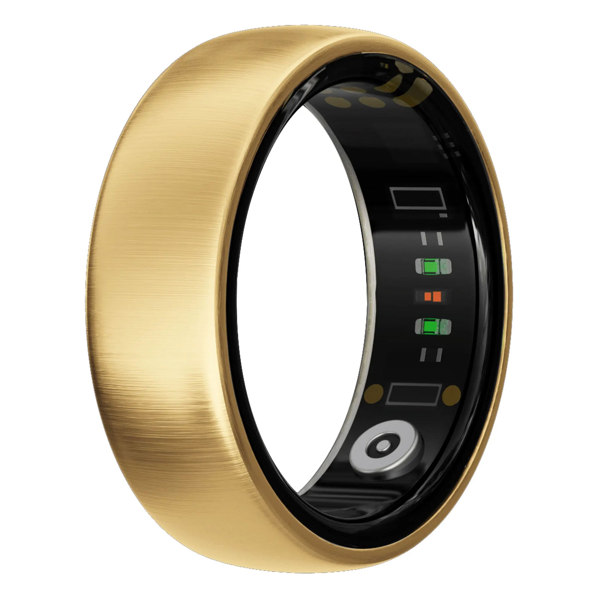 oura smart ring Gold smart ring with digital display on a white background
