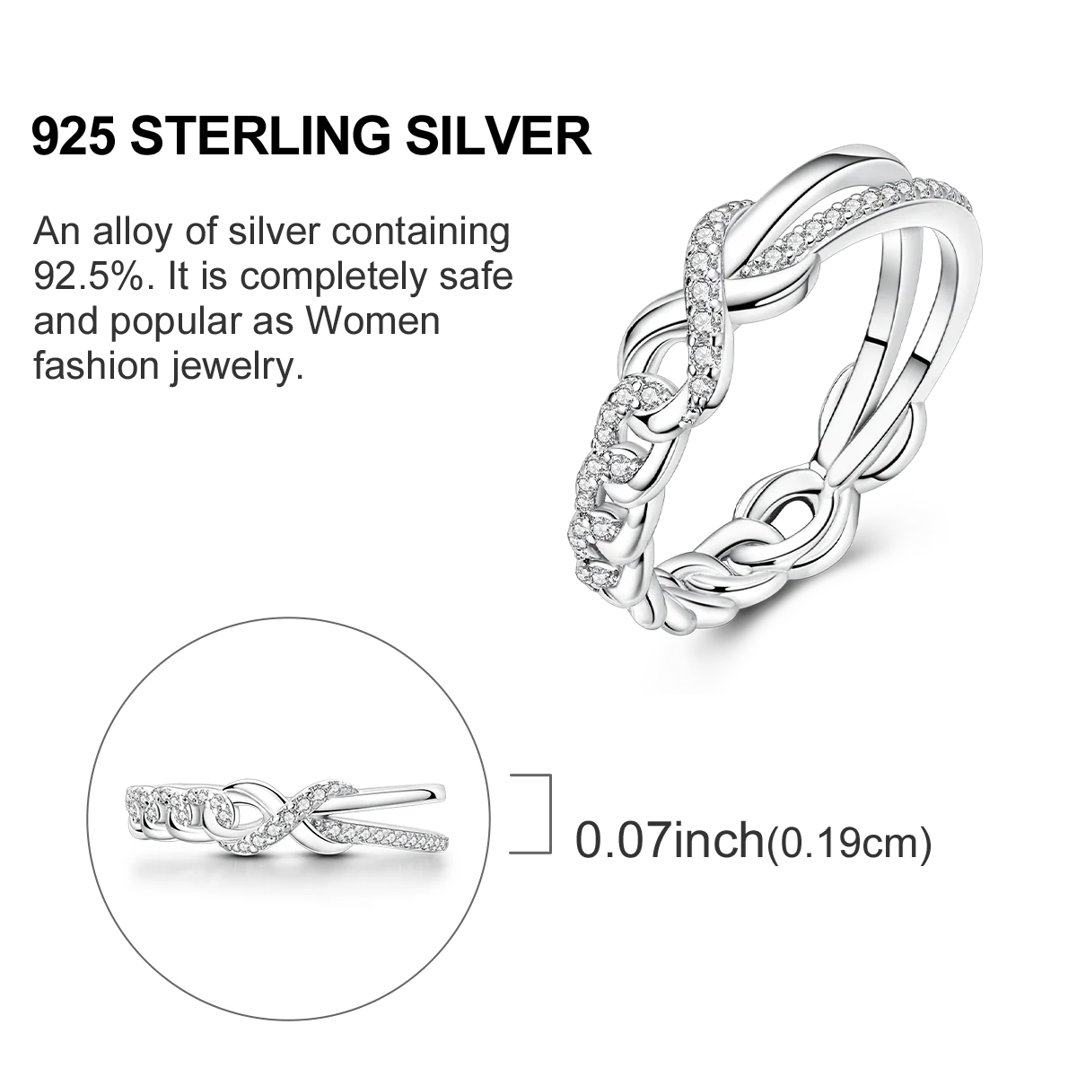 Women's Rings 925 Sterling Silver Luxury Stackable Ring Original Design