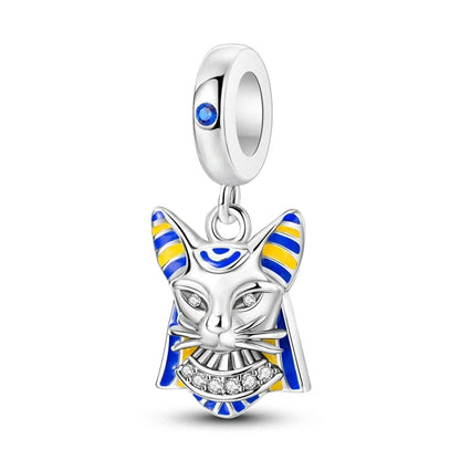 Ancient Egypt's Cat 925 Sterling Silver Dangle Charm Pure Ember