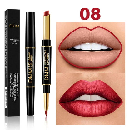 DNM Double-ended Matte Lipstick Pencil Non-stick Cup Long Lasting Lipstick Lip Liner Waterproof 2 In 1 Lip Stain Pencil Pure Ember