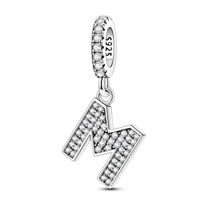 New In Charms 925 Sterling Silver Pendant Letter M pandora style 