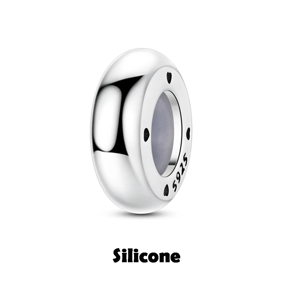 925 Sterling Silver Silicone Spacer Stopper Clip Charms Chamilia Beads Pure Ember