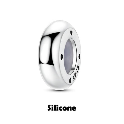 925 Sterling Silver Silicone Spacer Stopper Clip Charms Chamilia Beads Pure Ember