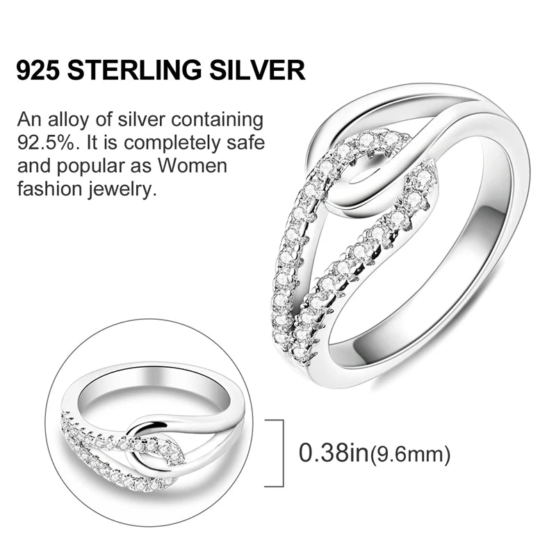 925 Sterling Silver Infinite Love Ring Original Luxury Design Zircon