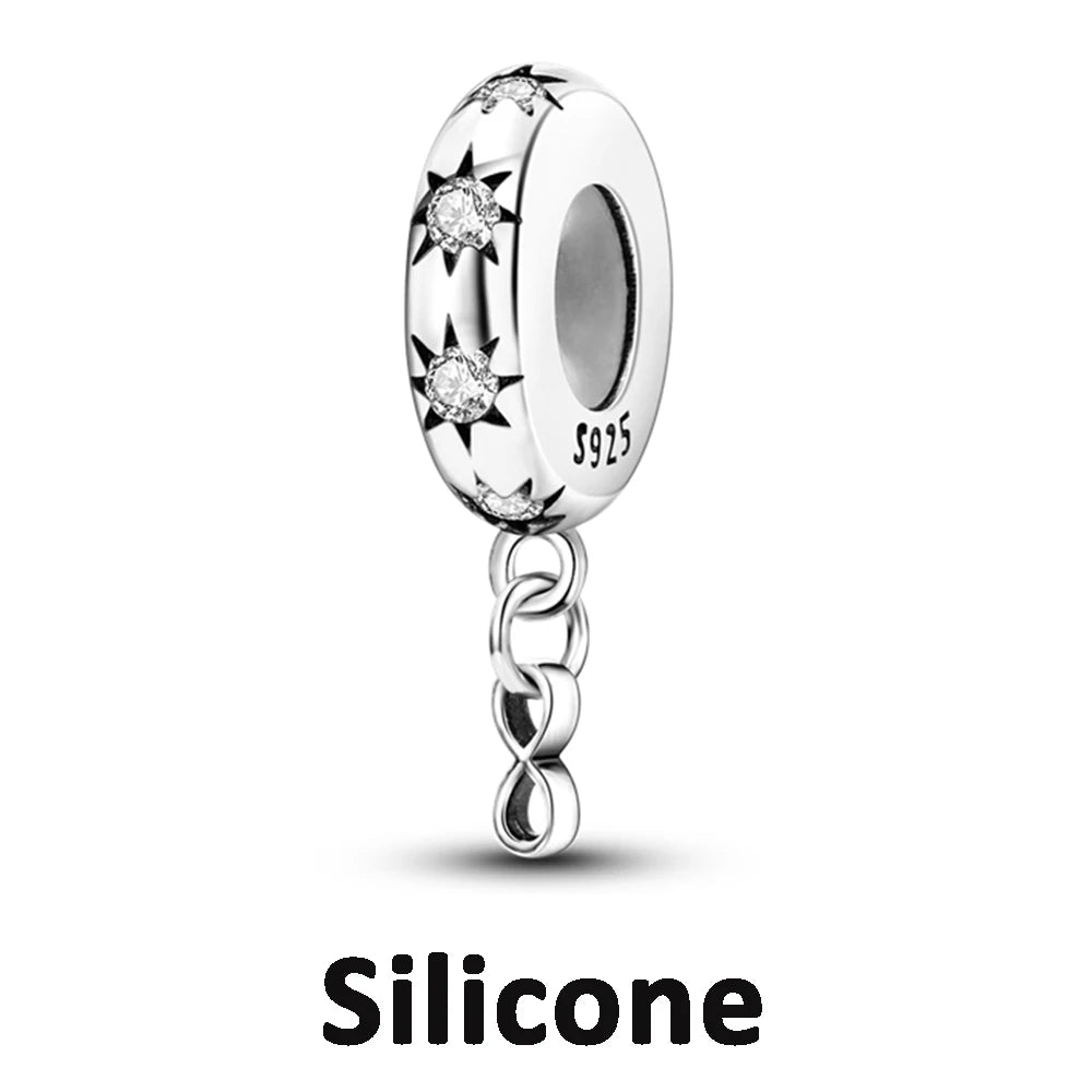 925 Sterling Silver Silicone Spacer Stopper Clip Charms Chamilia Beads Pure Ember