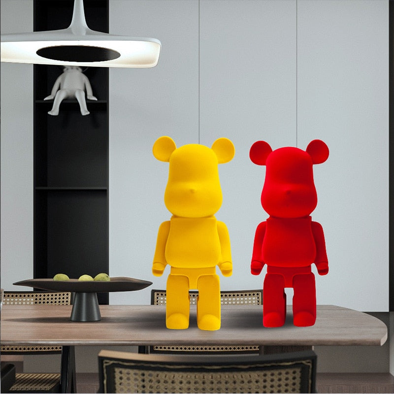 Flocking Bearbrick Statues Resins Bear Money Boxes