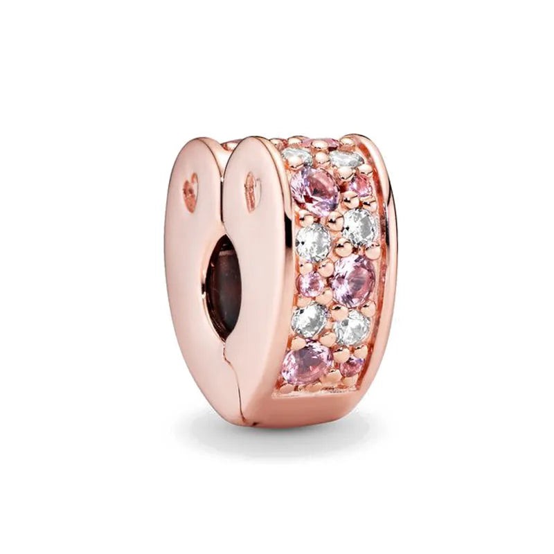 New Original 925 Silver Plated Rosegold Heart, Bird, Butterfly Beads Flower Charms Pure Ember