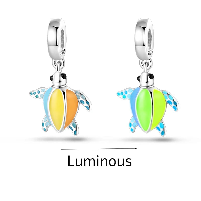 925 Sterling Silver Ocean Blue Sea Octopus Turtle Mermaid Charms Pure Ember pandora style  glow in the dark
