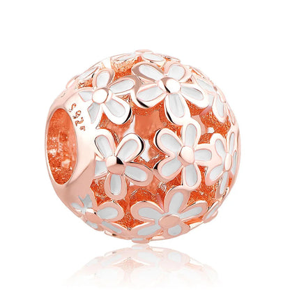 New Original 925 Silver Plated Rosegold Heart, Bird, Butterfly Beads Flower Charms Pure Ember