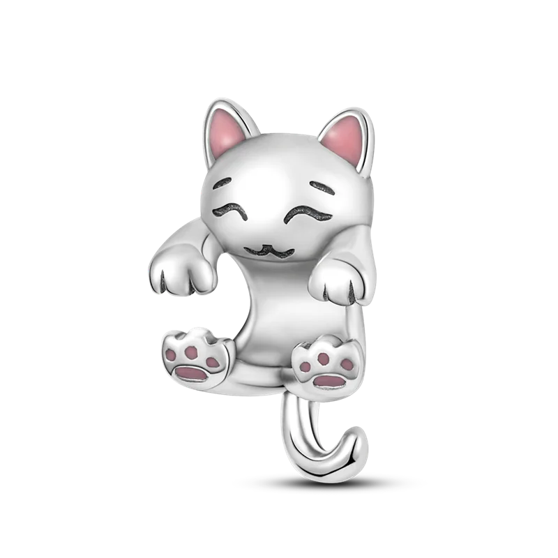 925 Sterling Silver Pink Series Colour Charms Beads Cut Girl Flower Pendant