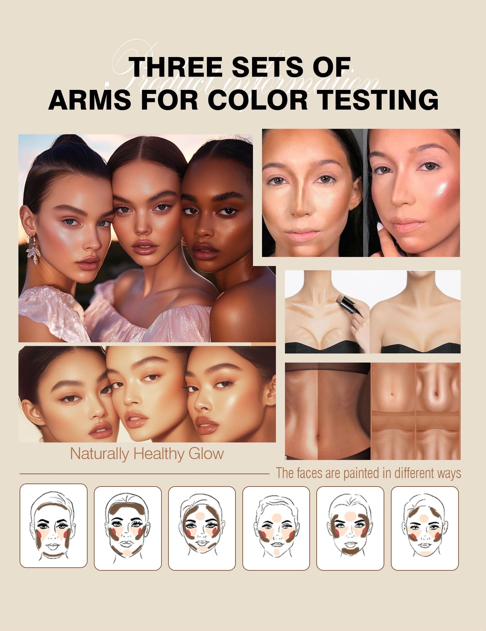 4pcs Contour Stick, Highlighter Stick, Blush Stick 4pcs Cream Contour Kit with Contour Brush, Contour, Non-greasy Pure Ember