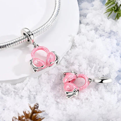 925 Sterling Silver Pink Charms Bead Butterfly Fairy Elephant Fox Pendants Pure Ember