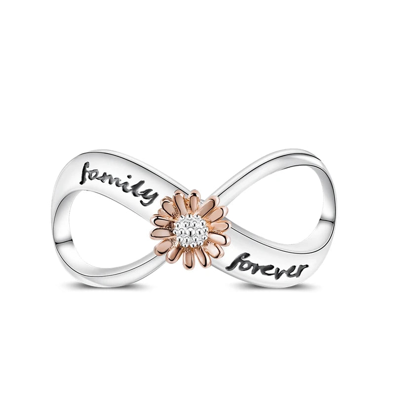 925 Sterling Silver Pink Series Colour Charms Beads Cut Girl Flower Pendant