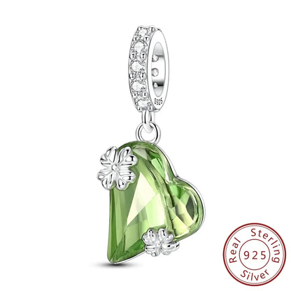 Silver 925 Charm Bead Rose Heart Pandent Butterfly Orchid Clasp Clip