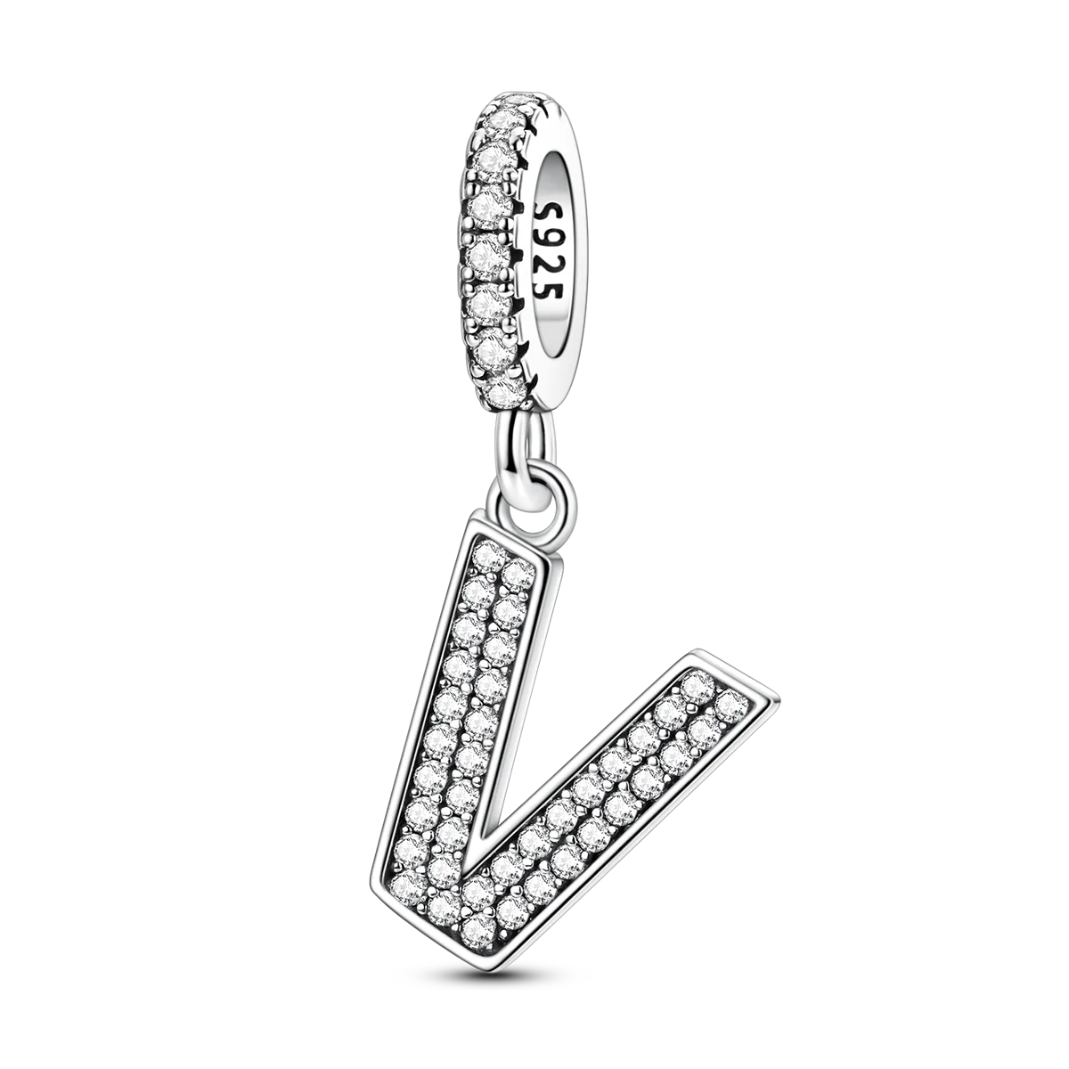 New In Charms 925 Sterling Silver Pendant Letter V pandora style 
