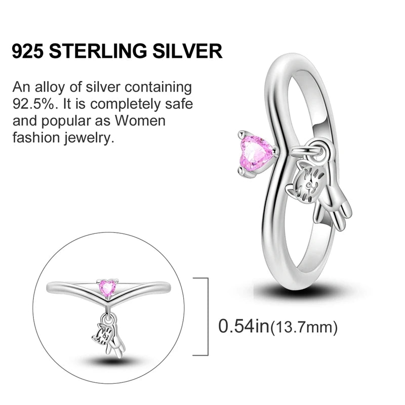 925 Sterling Silver Butterfly Firefly Love Rings Original Design Colored Zircon Finger Rings Pure Ember