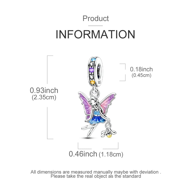 925 Sterling Silver Charms Bead Luminous Butterfly Dangle Fit Pure Ember