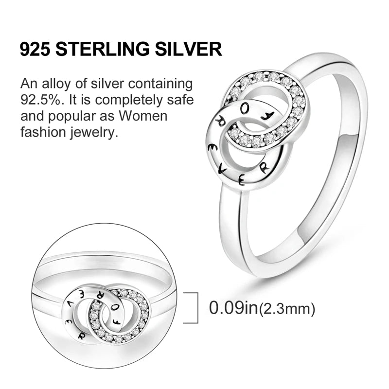 925 Sterling Silver Infinite Love Ring Original Luxury Design Zircon