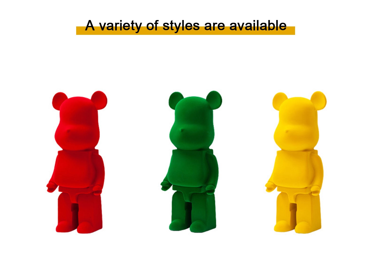 Flocking Bearbrick Statues Resins Bear Money Boxes red green yellow