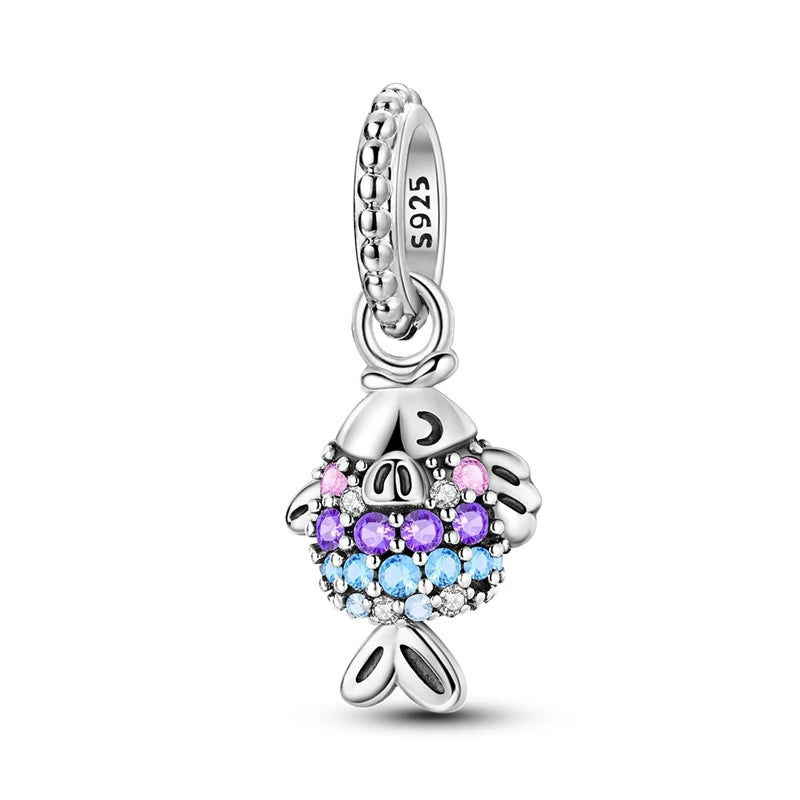Pandora Sea Collection Multicoloured Fish Dangle Charm Sterling Silver 