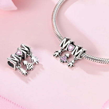 925 Sterling Silver Pink Charms Bead Butterfly Fairy Elephant Fox Pendants Pure Ember