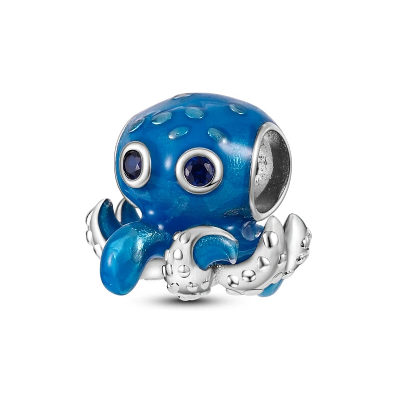 925 Sterling Silver Ocean Blue Sea Octopus Turtle Mermaid Charms Pure Ember pandora style 