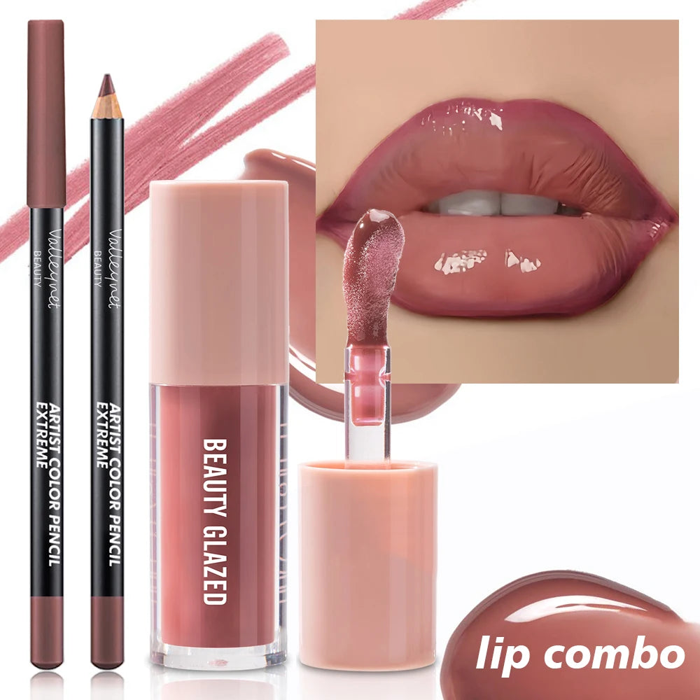 2pcs/Set Velvet Texture Lip Liner & Lip Gloss Pure Ember