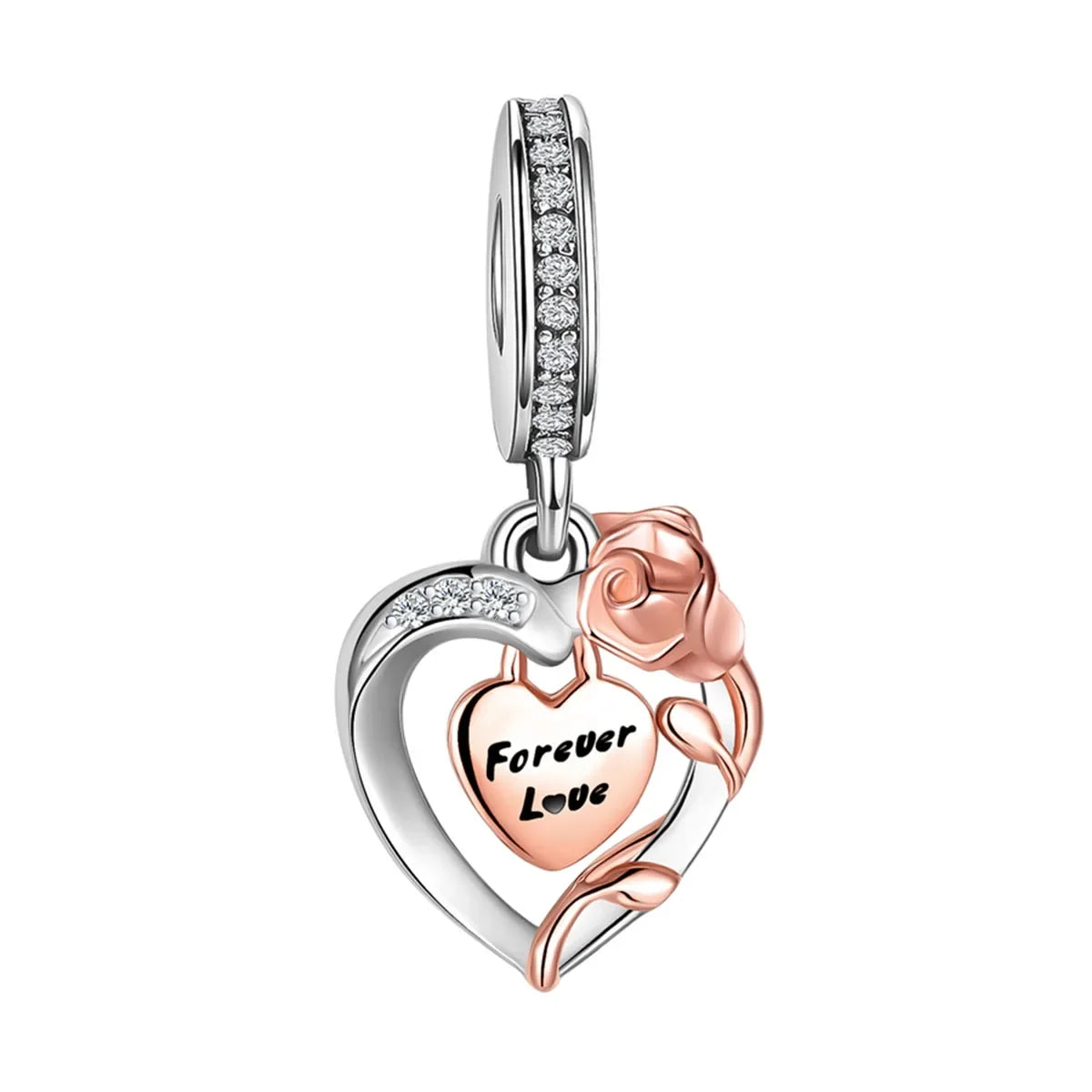 Rose Gold Charms Snowflake, Heart, Fish Pendants Pure Ember