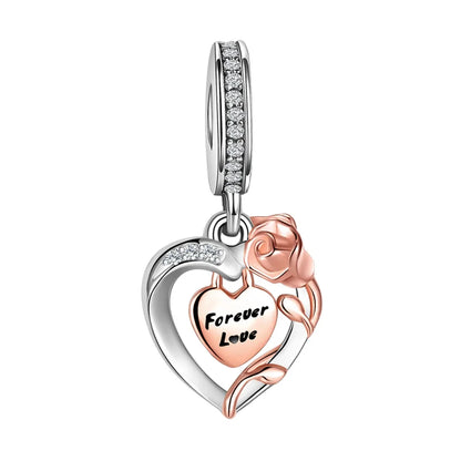 Rose Gold Charms Snowflake, Heart, Fish Pendants Pure Ember