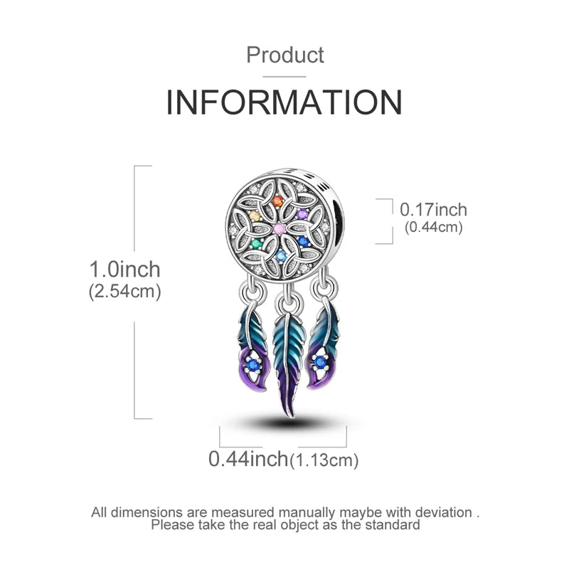 925 Sterling Silver Beads Teapot Unicorn Dreamcatcher Charms Beads Pure Ember  pandora style 