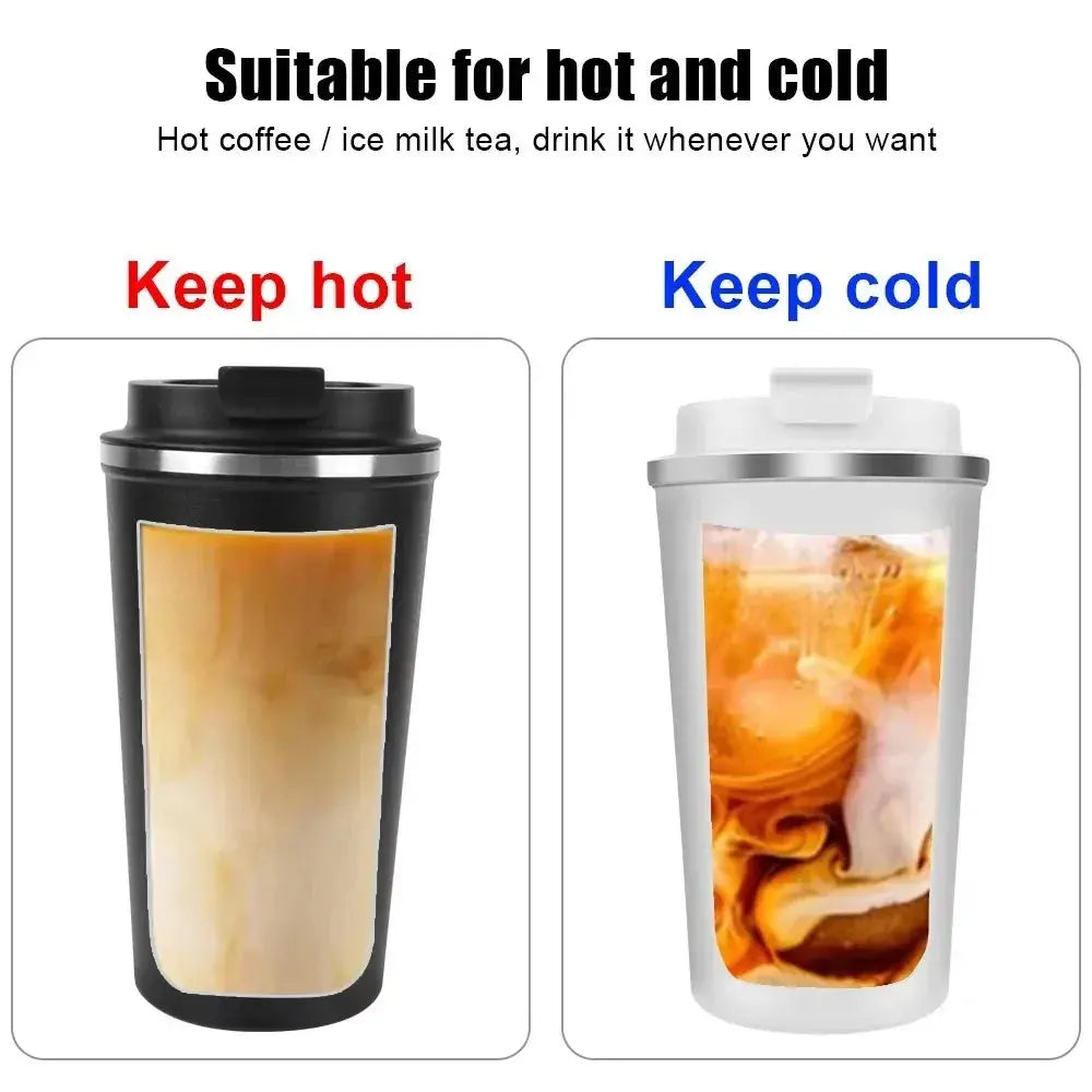 Thermo Cafe Mug - Stainless Steel Coffee Mug keeps drinks hot or cold for hours. Dual insulation for coffee or iced beverages.