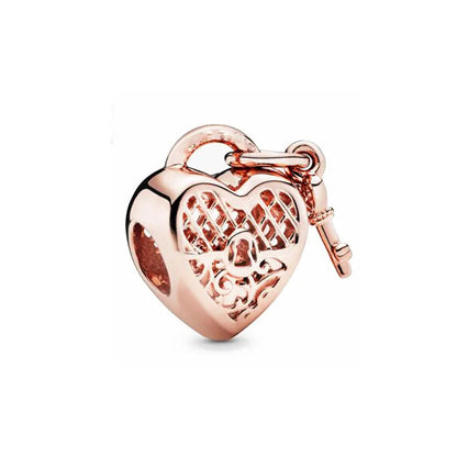 New Original 925 Silver Plated Rosegold Heart, Bird, Butterfly Beads Flower Charms Pure Ember