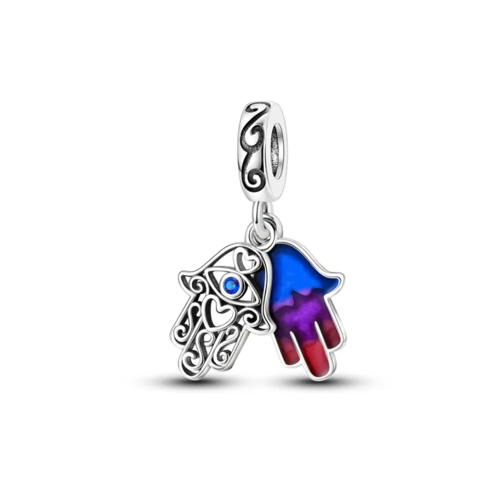 Egyptian Charms pendants Stirling silver pandora dupe hamsa hands gifts for her rainbow