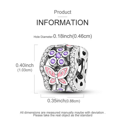 925 Sterling Silver Charms Bead Luminous Butterfly Dangle Fit Pure Ember