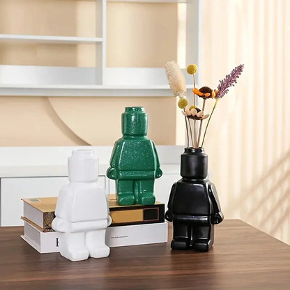 lego man vase black white and green