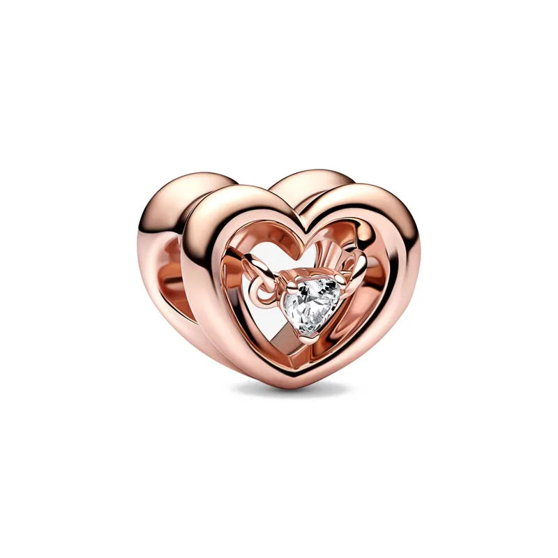 Exquisite rose gold-plated pink star moon peace heart-shaped pendants 925 silver Pure Ember