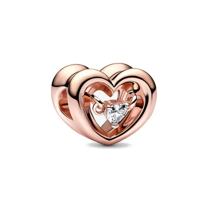 Exquisite rose gold-plated pink star moon peace heart-shaped pendants 925 silver Pure Ember