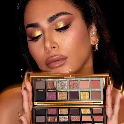 HUDA Beauty 18-Color Eyeshadow Palette Empowered Reverse Rose Pearlescent Rose Gold Finish for Smokey Eye Makeup Pure Ember