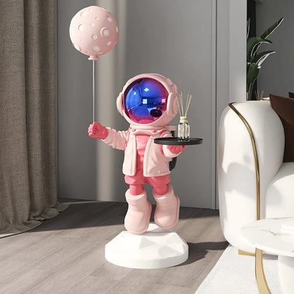 4453085367517480cm Astronaut Statue with Balloon and Tray pink space girl