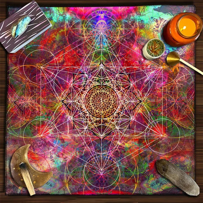 Colorful Abstract Geometry Tarot Tablecloth Altar Cloth Tarot Spread Cloth Spiritual Oracle Card Pad Pagan Oracle Tarot Mat Pure Ember