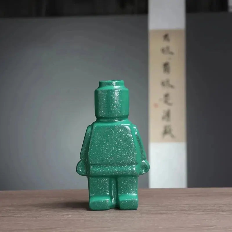 green lego man vase