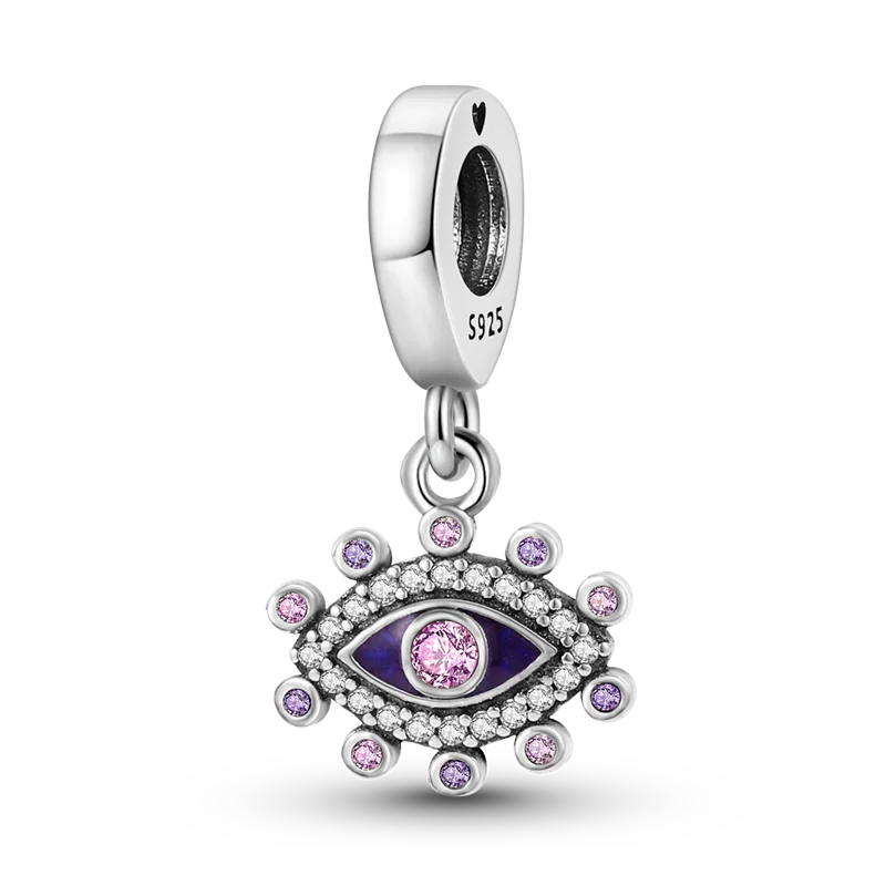 925 Sterling Silver Pink Series Colour Charms Beads Cut Girl Flower Pendant