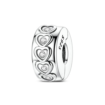 Silver 925 Charm Bead Rose Heart Pandent Butterfly Orchid Clasp Clip