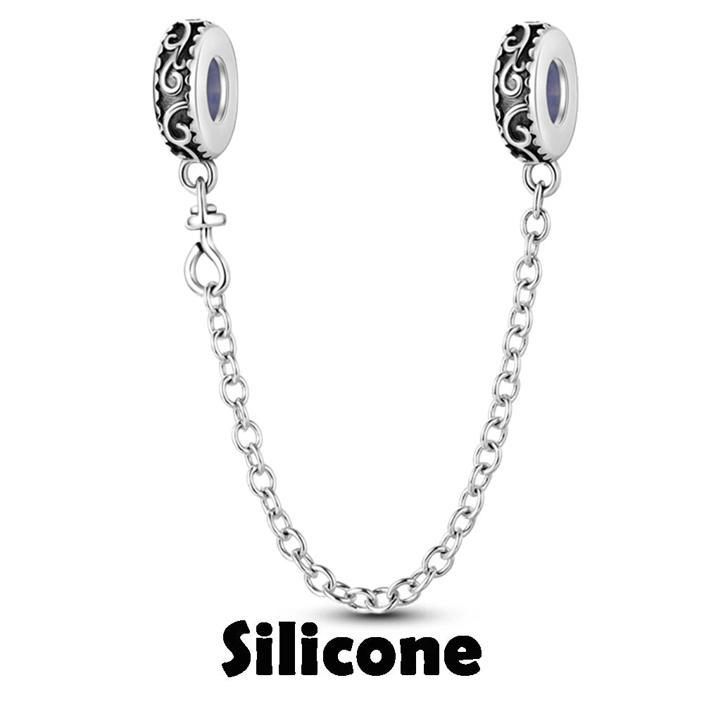 925 Sterling Silver Silicone Spacer Stopper Clip Charms Chamilia Beads Pure Ember